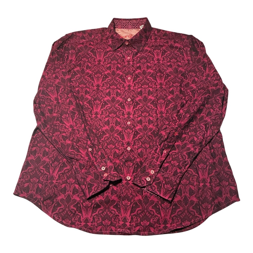 Robert Graham Mens Magenta Paisley Button Down Shirt Classic Fit Large - Picture 2 of 6